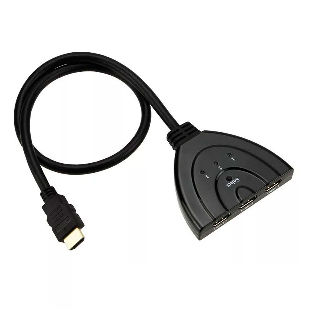 Розгалужувач HDMI(тато) на 3* HDMI(мама), 1080P, 0,8 м, Black