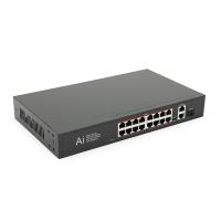 POE комутатор Merlion 16 POE 10/100 + 1 Single Fiber Tx 1310nm 20km + 2 RJ45 10/100/1000+ вбудований блок живлення 52V 4.8A