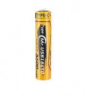 Акумулятор 18650 Li-Ion LiitoKala USB-18-T35, 3500mAh (3400-3500mAh), 3.7V (2.7-4.2V), Type-C, 18.6*72mm, Yellow