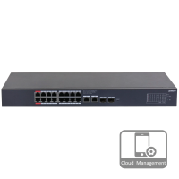 16-портовий гігабітний керований PoE комутатор DH-CS4220-16GT-190 з 16/POE 100Мбіт + 2/UP-Link 1000Мбіт + 2/SFP 1000Мбіт, 440x220x44 мм