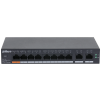 8-портовий керований PoE комутатор DH-CS4010-8ET-60 з 8 портами POE 100Мбіт + 2 порти UP-Link 1000Мбіт, 60Вт, 130×90×26 мм