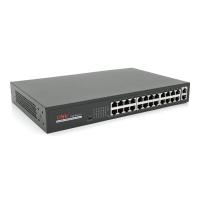 24х портовий PoE комутатор ONV-H1024PLS 24 порти РоЕ 100 Мбіт + 2 Uplink 1000 Мбіт, до 250м, IEEE802.3af/at, загальна потужність 250Вт