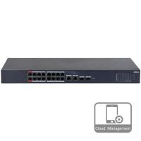 16-портовий керований PoE комутатор DH-CS4218-16ET-190 з 16 портами POE 100Мбіт + 2/UP-Link 1000Мбіт + 2/SFP 1000Мбіт, 190Вт, 440x220x44 мм