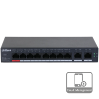 8-портовий керований PoE комутатор DH-CS4010-8ET-110 з 8 портами POE 100Мбіт + 2 порти UP-Link 1000Мбіт, 190x106x30 мм