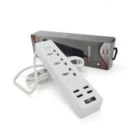 Мережевий фільтр ТВ-Т08, 3 розетки + 4 USB, 2 м, перетин 3х0,5мм, 2500W, White, Box