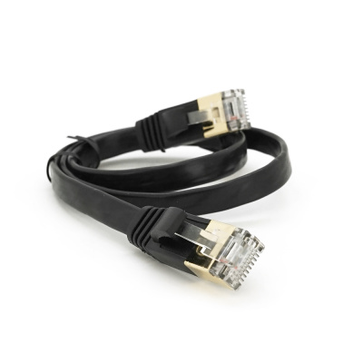 Патч-корд литий плоский WEEPDA, UTP, RJ45, Cat.7, 0.5m, Cu, чорний