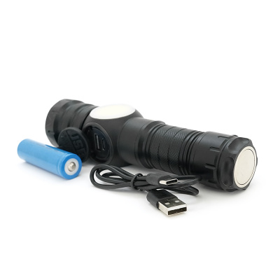 Ліхтарик BP-X707 P90, Zoom, 5+2+2 режими, корпус метал, магніт, акум 18650, індикація заряду, USB кабель, BOX