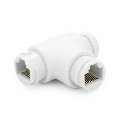 Розгалужувач RJ45 8P8C IP68 мама/2 Х мама RJ45 для розгалуження кабелю, білий, водонепроникний, Q100
