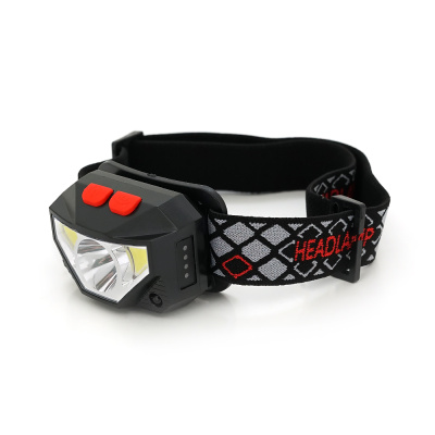 Налобний ліхтарик Voltronic XPG, 1 led 3W, 2 Led Cob, 3 режими, корпус-пластик, водостійкий, ip44, sensor, живлення АКБ вбудований, USB micro кабель, 4500K, BOX