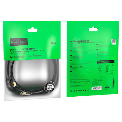 Патч-корд литий HOCO US07, FTP, RJ45, Cat.6, 3,0m, чорний