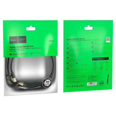 Патч-корд литий HOCO US07, FTP, RJ45, Cat.6, 1,0m, чорний