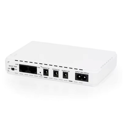 ДБЖ MIni Ups для роутерів/комутаторів POE-432EM, outputs: DC 9В/12В, POE 15В/24В, USB DC 5В/2A, 10400MAh(4*2600MAh), (160х28х105), White, BOX