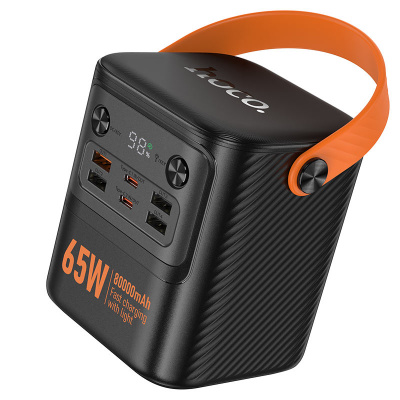 Power Bank HOCO J152 Pro 80000mAh, 4USB/2Type-C, 22.5W+65W, ліхтарик, Black, 1,380kg, Box