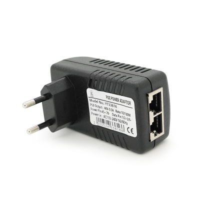 POE інжектор RITAR  48V 0,5A (24Вт) 2 порти (RG-45 10/100Мбіт/с + RG-45 POE) Євро вилка