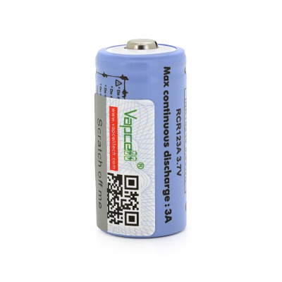 Акумулятор 16340/CR123 Li-Ion Vapcell T8, 850mAh, 3A, 4.2/3.6/2.5V, Purple