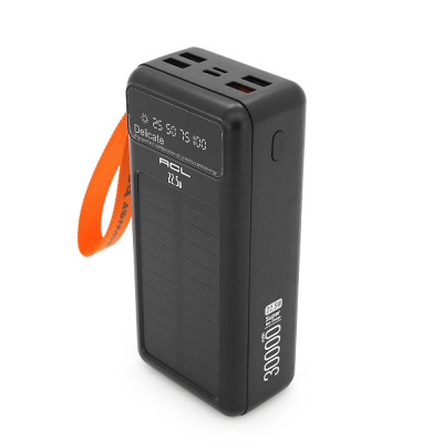 Powerbank ACL PW-141 30000mAh, Solar, 22.5W, Кабелю Type-C + Lighting, 0,680 kg, Black, Box