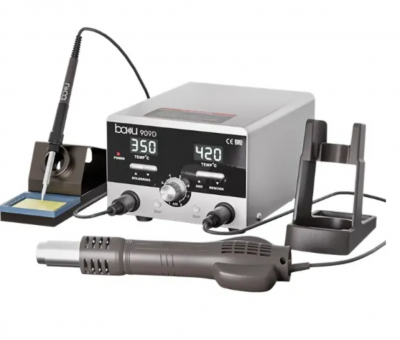 Паяльна станція BAKU BA-909D, 2у1, цифрова індикація, паяльник/паяльний фен з блоком регулювання, Box