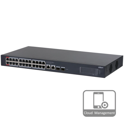 24-портовий гігабітний керований PoE комутатор DH-CS4228-24GT-240 з 24 портами POE 1000Мбіт + 2/UP-Link 1000Мбіт + 2/SFP 1000Мбіт, 440x220x44 мм