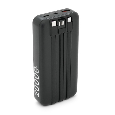 Powerbank ACL PW-117 20000mAh, PD22.5W, 1xUSB+2xUSB-C, 3 кабелі (USBType-C/Lighting), 0.47кг, Black/White, Box