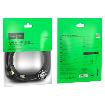 Патч-корд литий HOCO US07, FTP, RJ45, Cat.6, 5,0m, чорний