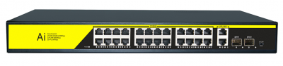 POE комутатор гігабітний Merlion 24 POE + 2 RJ45 + 2 SFP 10/100/1000 вбудований блок живлення 52V 6.15A