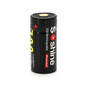 Акумулятор Soshine RCR123USB 16340/CR123 Li-Ion, microUSB, 700mAh, 2.1A, 4.2/3.7/2.75V, Black