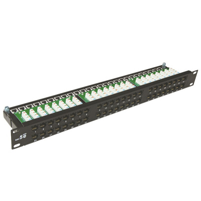 Патч-панель Merlion 48 портiв  UTP DUAL кат 5Е 19 "1U НЕ екранована чорна Q10