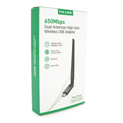 Бездротовий мережний адаптер Wi-Fi-USB LV-UAC24BD, RTL8811CU, Bluetooth, з антеною, 802.11 a/b/g/n, 650Mbps, Box