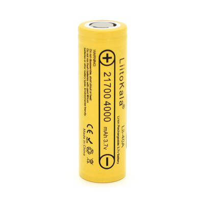 Акумулятор 21700 Li-Ion LiitoKala Lii-40A, 4000mah (4000-4300mah), 25A, 3.7V (2.5-4.2V), Yellow, PVC BOX
